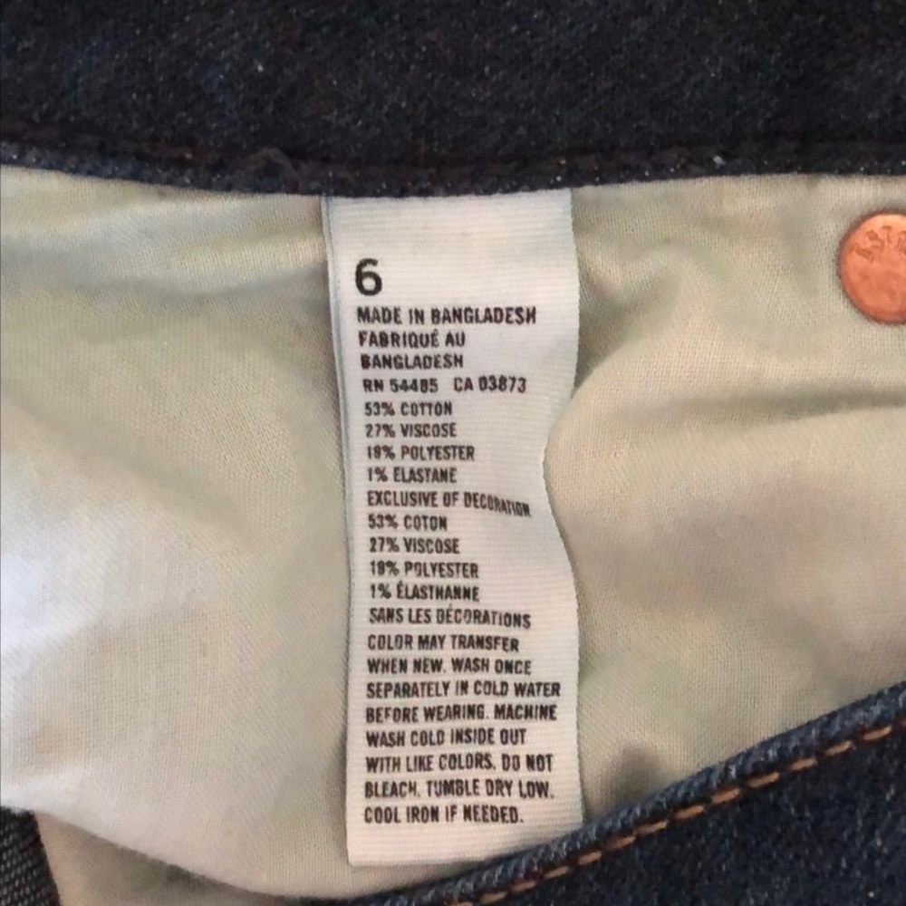 American Eagle Outfitters Distressed Jean Shorts, dark wash. Low to mid waist. - Picture 6 of 7
